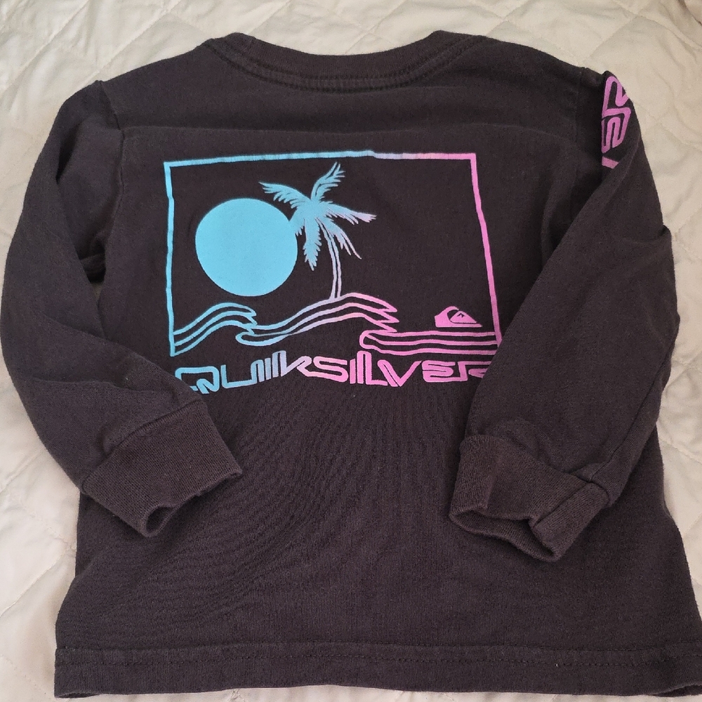 Quiksilver Kids Black Long Sleeve Tee with Blue and Pink Design 2T (Katie #5)